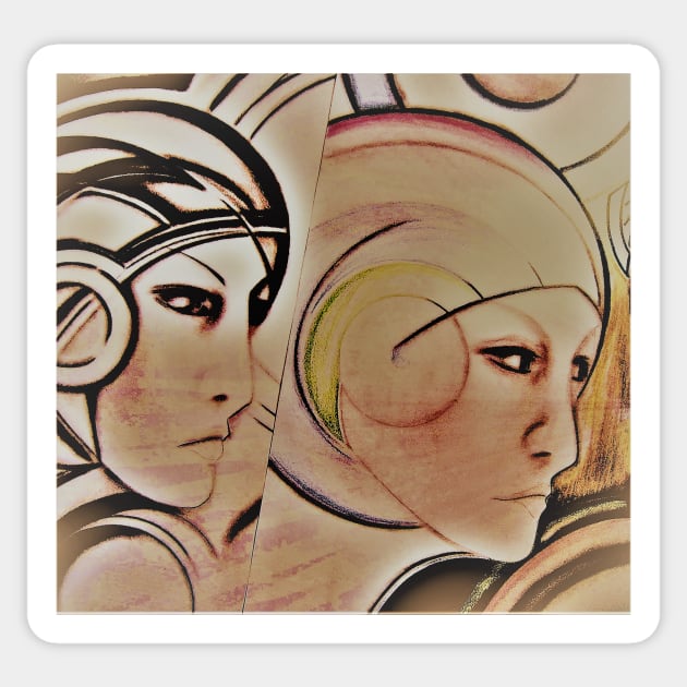 art deco sci fi ,Jacqueline Mcculloch Sticker by jacquline8689